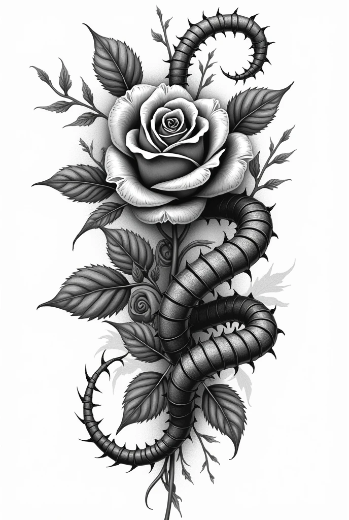 Tattoo of a centipede on a rose