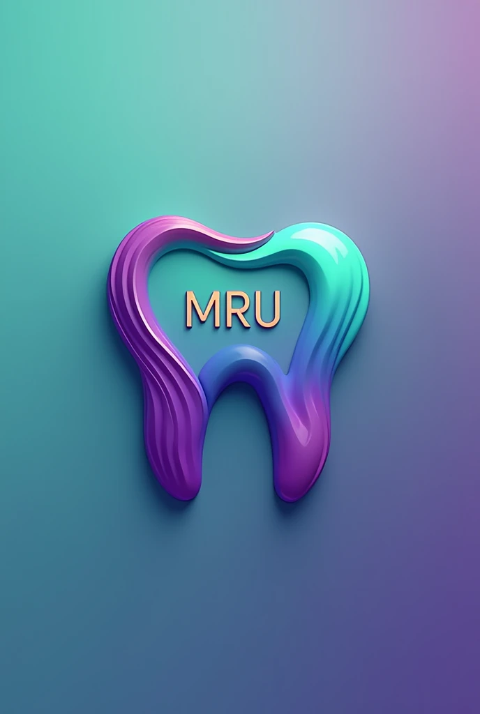Create me a logo for a dental clinic with the green and purple colors and add a tooth inside that logo with the initials mru