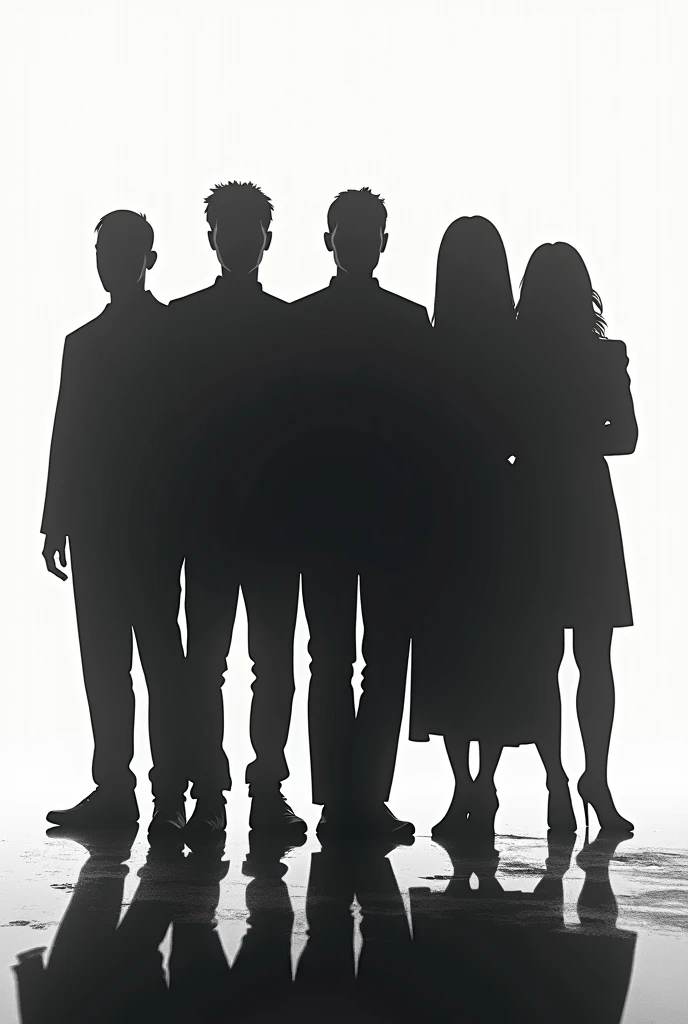 Generate me an image with 10 silhouette of people