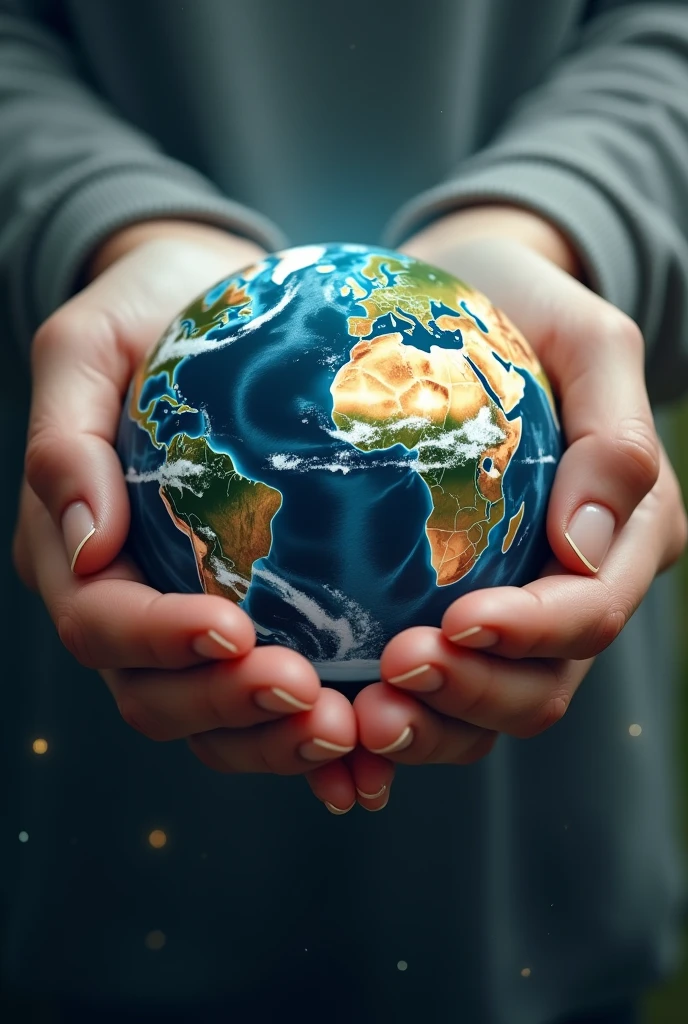 2 hands holding a planet earth 