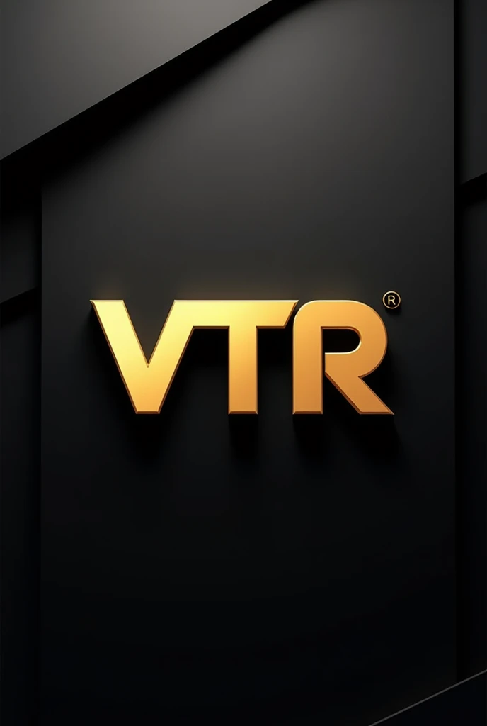 Generate a company logo with the letters vtr in gold and a stylish 3D black background