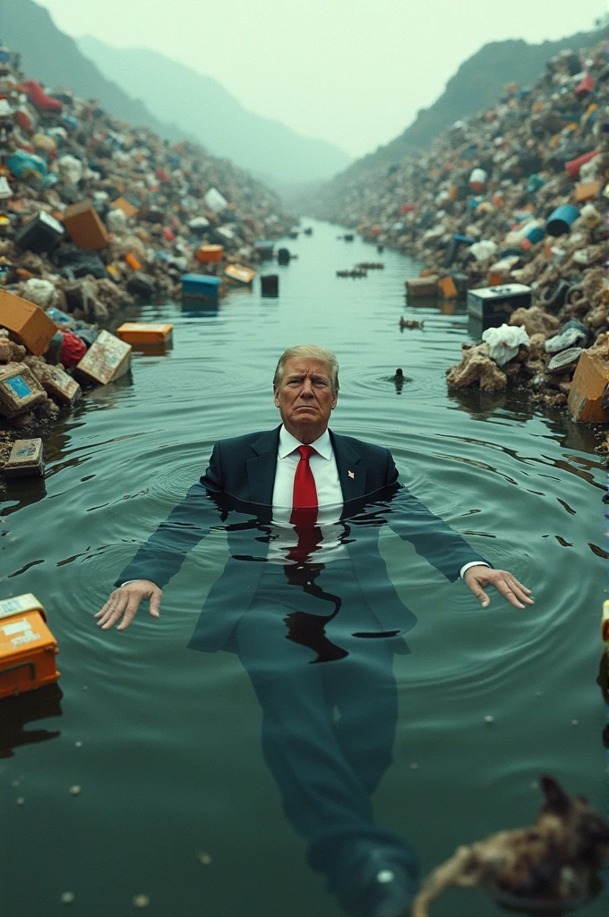President Petro swimming in garbage