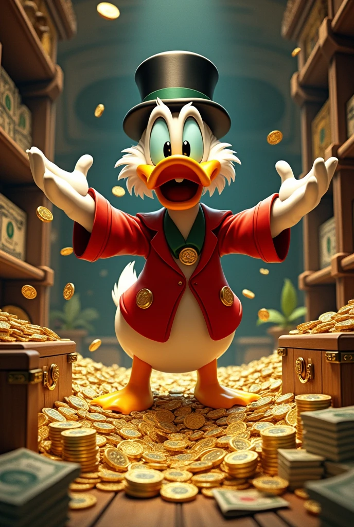 uncle scrooge holding billionaire money gold