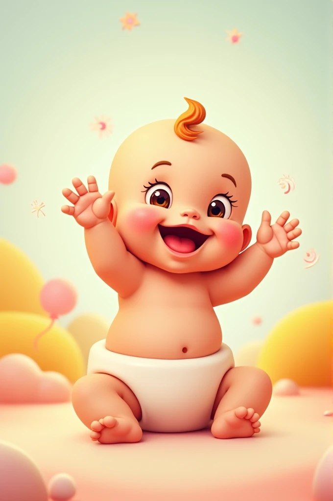 A cartoon baby waving