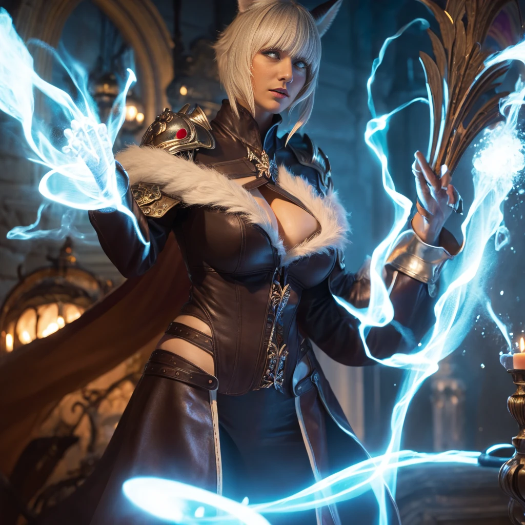 Big breasts Woman using magic