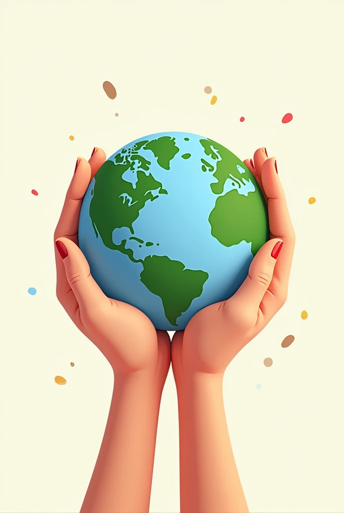 2 hands holding planet earth 2d animated style