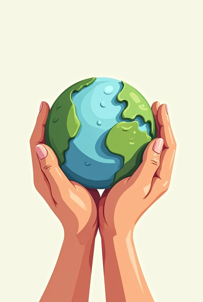 2 hands holding planet earth 2d animated style