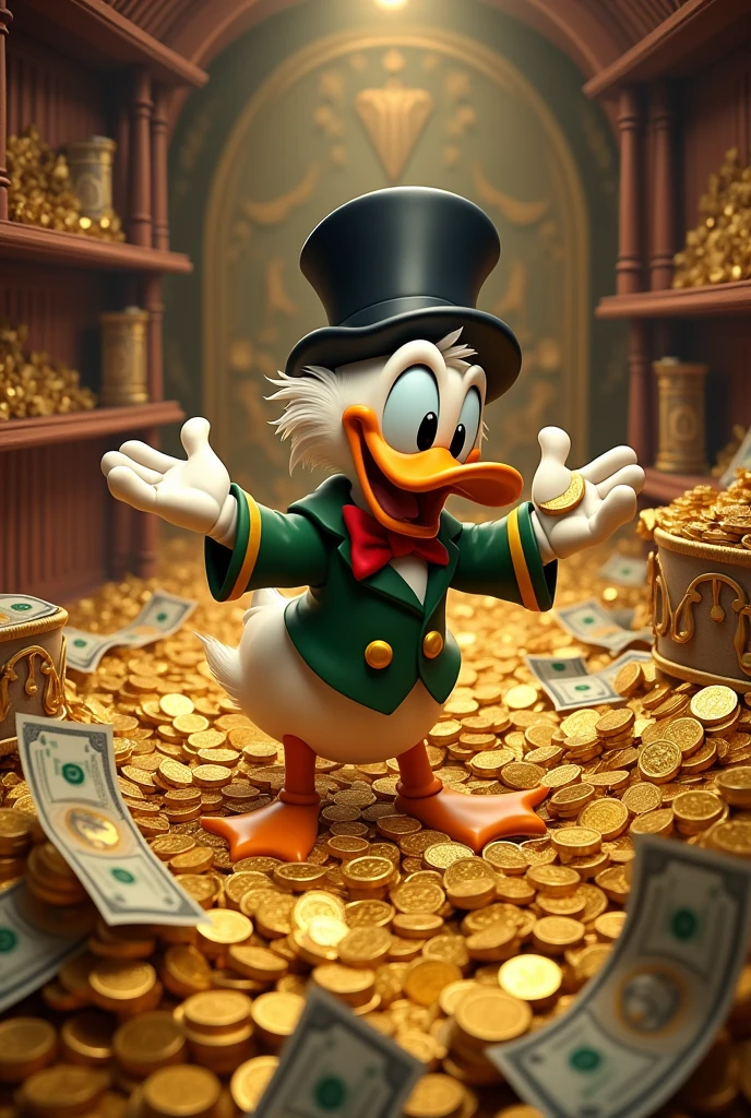 uncle scrooge holding billionaire money gold