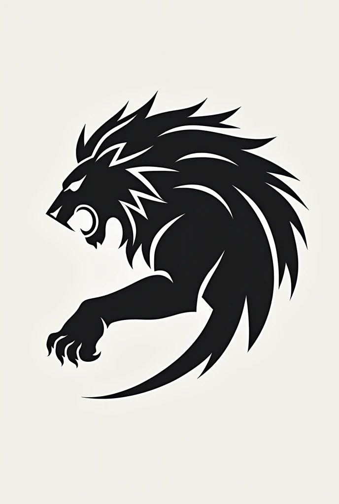 Create a modern logo of a simplified monochrome vectorized lion in attack position, for a fitness clothing and lifestyle brand, that communicates leadership, can, luxury and prestige 