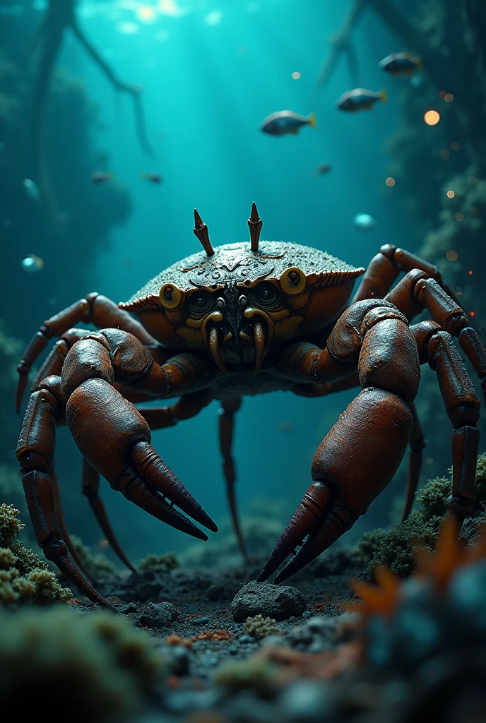 Pirate crab at the bottom of the sea