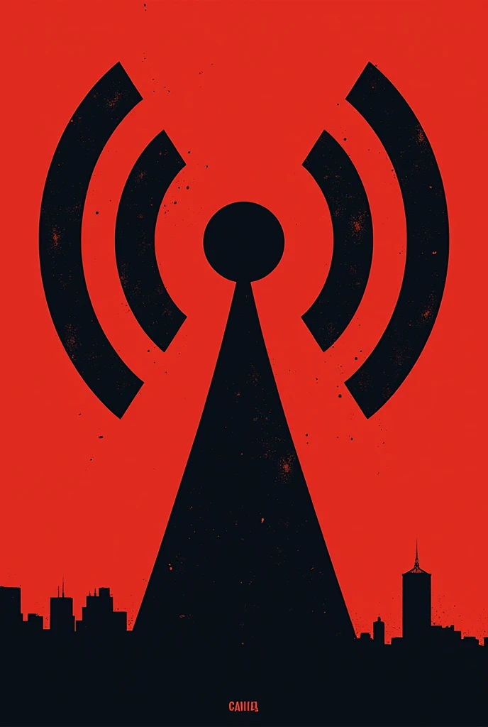 Create a logo for a subversive radio station called Calle Larga, which has a radio antenna and uses the colors red and black.