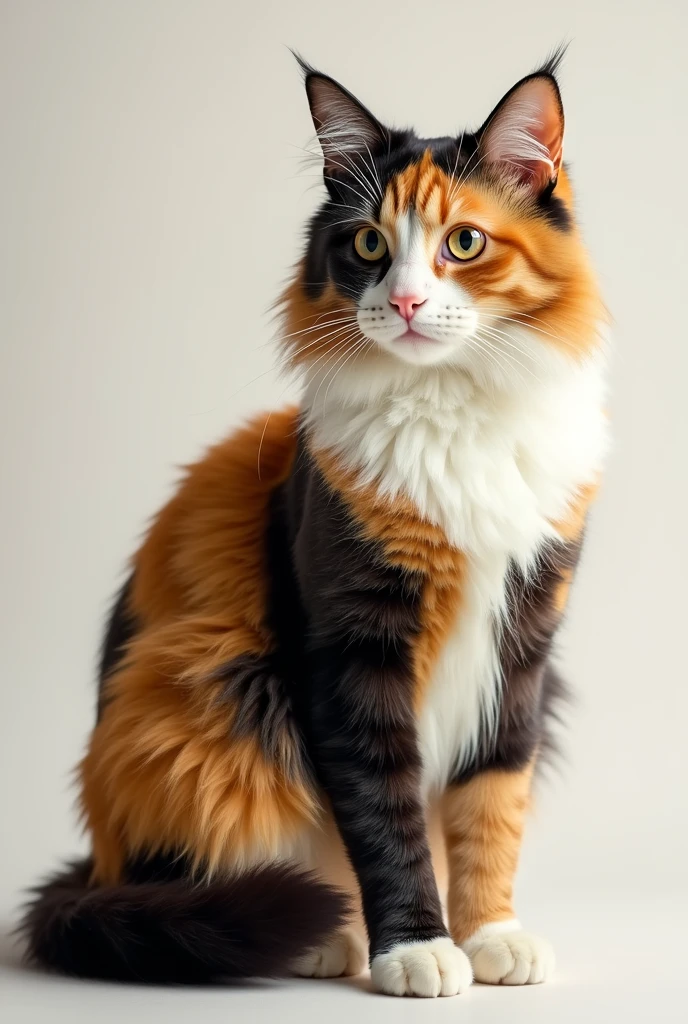 A cat golden, black, white colour
