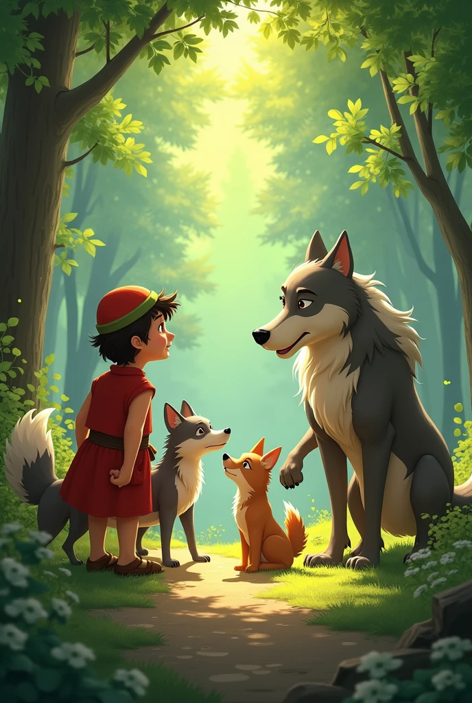 Since that day, Peter and the wolf maintained a solid friendship, While the shepherds and the mayor joined together in a common effort to preserve and enjoy the beauty of the forest. Everyone understood that each character strength could contribute to a more harmonious and enriching environment..