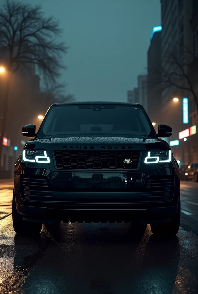 A Black 2023 Land Rover Range Rover SUV ,with completely dark windows,Without plates,mafia style and in culiacab at night