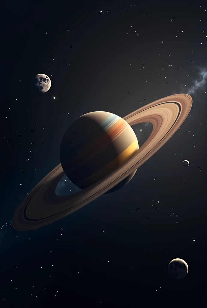 universe space　mysterious　Saturn and the Moon