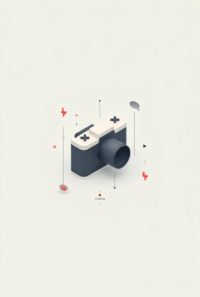 Minimalist vectorized logo of a 3D camera, with name "1sion creativa"