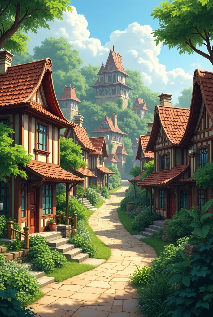 Small city with small building small houses greenery and my house separately