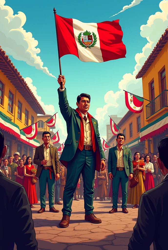 Background for a comic strip with the theme of Peruvian independence