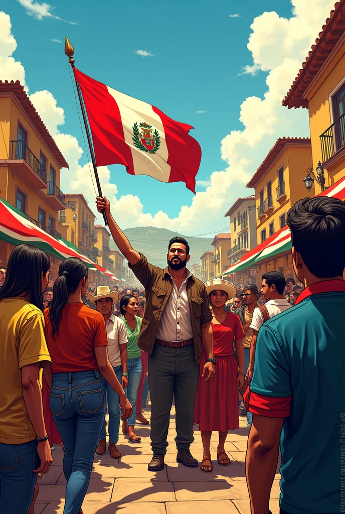 Background for a comic strip with the theme of Peruvian independence