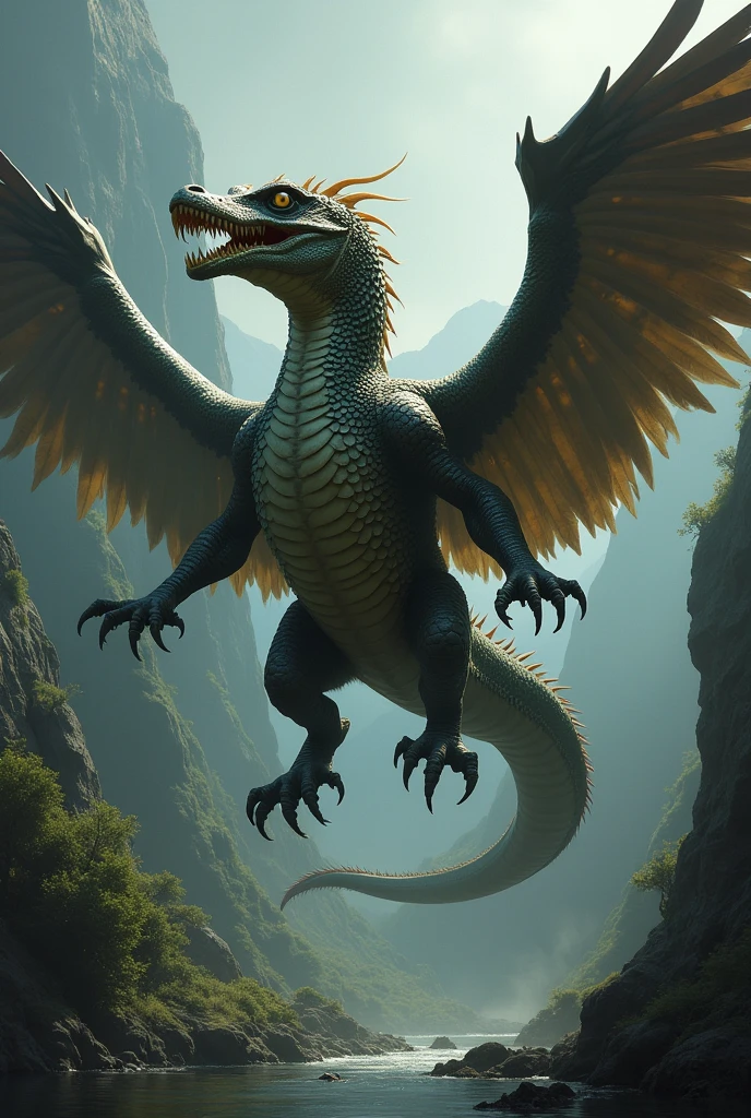 A hybrid of an alligator snake and an eagle