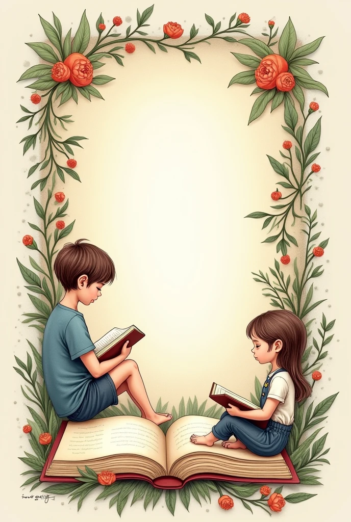a bookmark at least 14 cm long and 5 cm wide, that has illustrations and profiles, margins or decorations but journal style, related to reading or reading habits, with some free spaces to write messages
