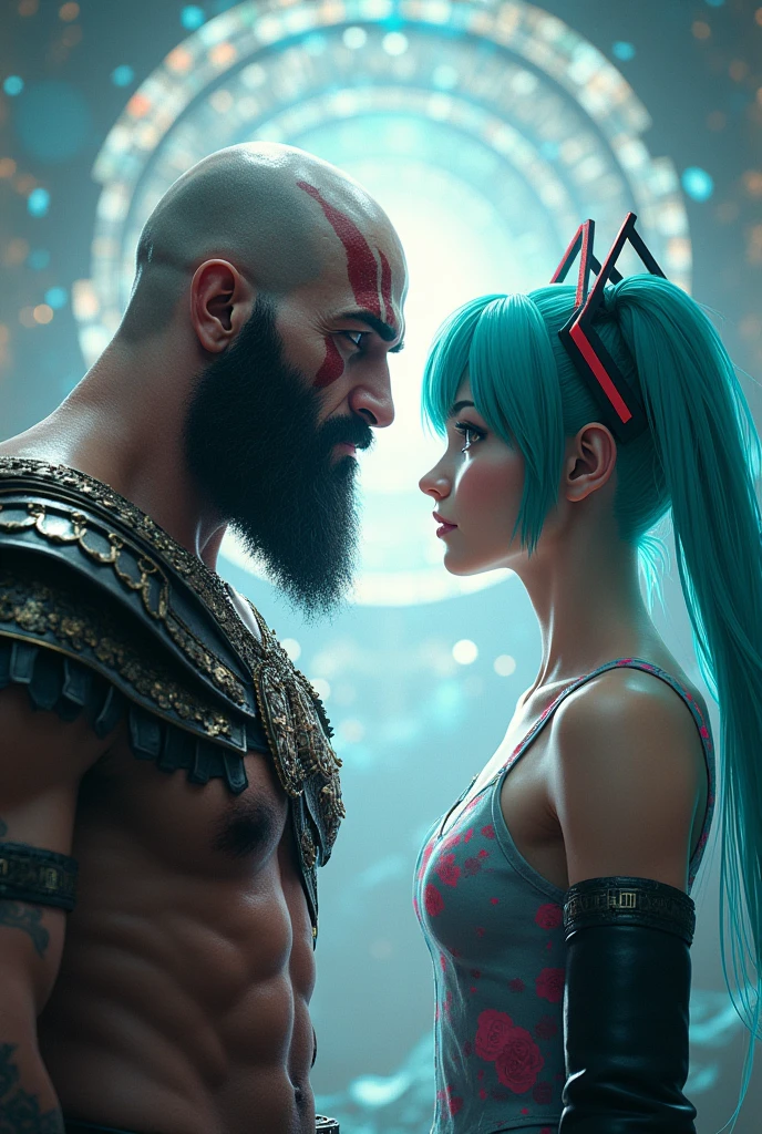 Kratos and Hatsune Miku coming face to face 