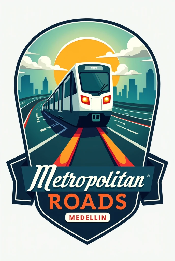 Give me a logo for a Medellin subway game called "Metropolitan Roads: Medellin"
