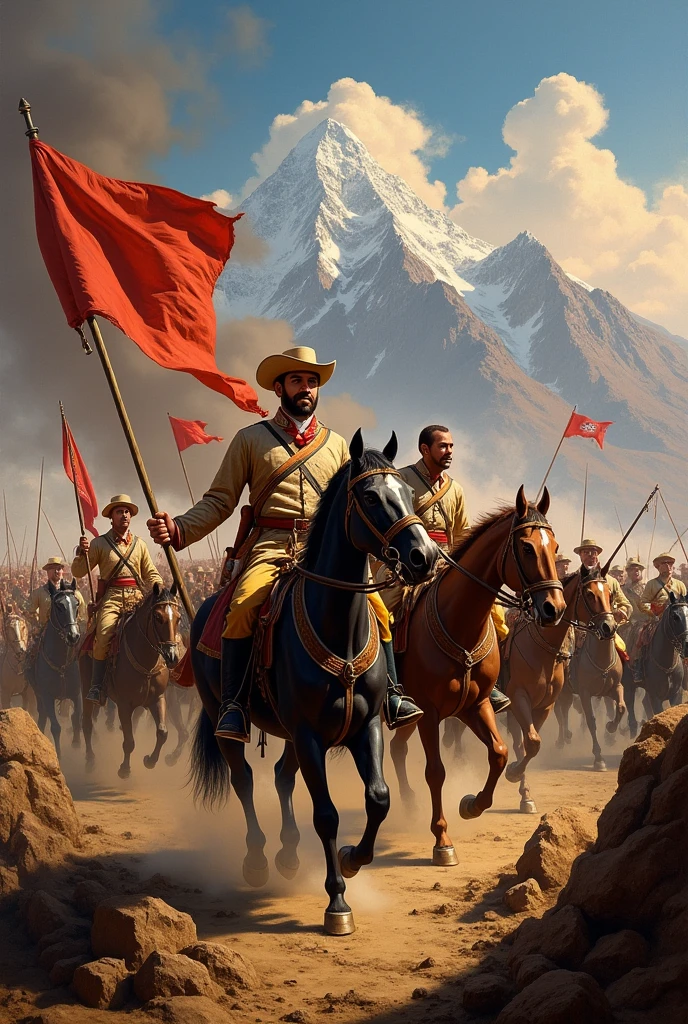 background with the struggle of the heroes of the independence of Peru