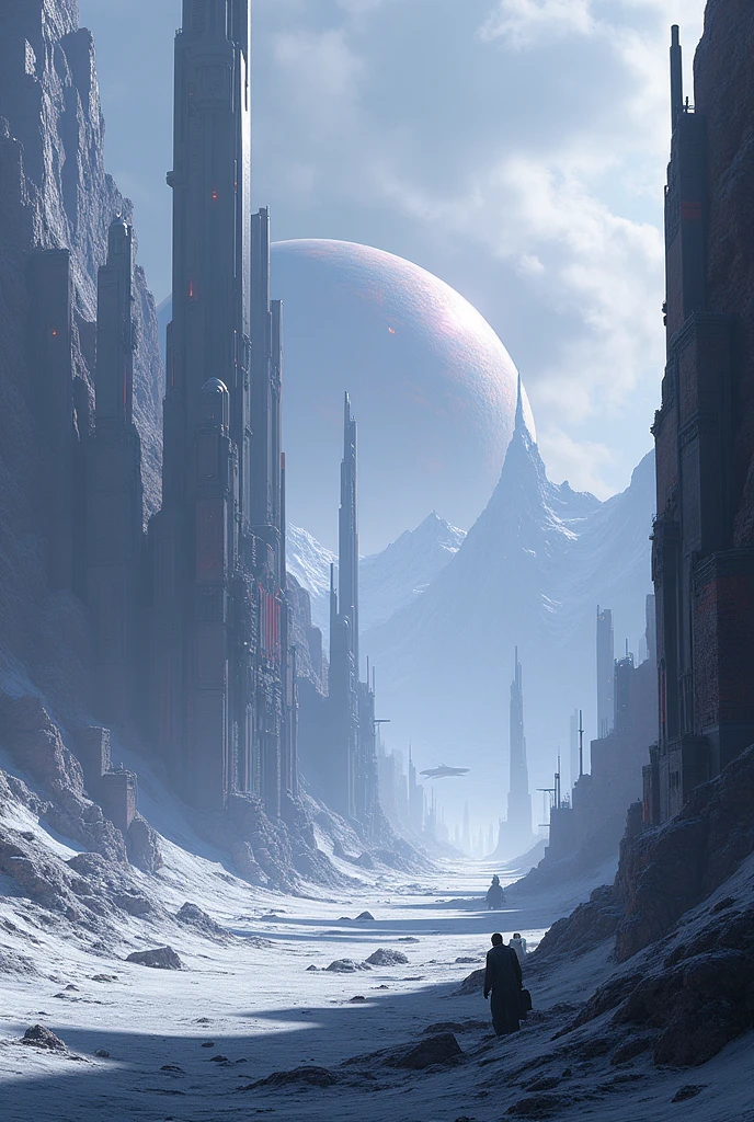 Cyberpunk landscape of Pluto time
