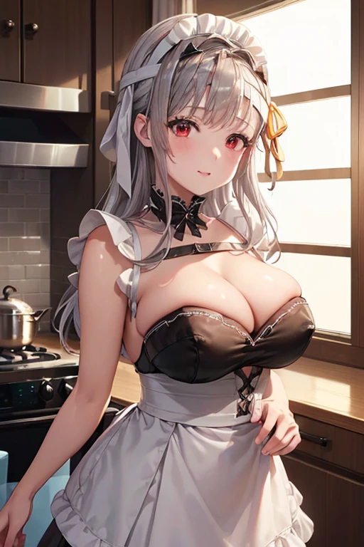 (((Upper Body))、(((Accentuate your breasts、)))、Highest quality, 8k, masterpiece :1.3)), whole body, Sharp focus :One Girl,Glowing Skin,Sexy pose,Highest quality,Tabletop,shape,Very delicate and beautiful,Hmph,8k壁紙,wonderful,In detail,Official Art,Very detailedなティッカーUnity 8k壁紙,Unbelievably ridiculous,Large file size,Very detailedな,High resolution,Very detailed,Beautiful details,Realistic,X-ray,The queue is full,(((セクシーなMaid clothes、mini skirt)))、(((Big Breasts、Silver Hair)))、(((indoor、Hotel、kitchen)))、Stand upright、Cleavage , ((Silver Hair))、Maid clothes、mini skirtセクシーなポーズ、Hairstyle: long hair、both hands、Knee-high socks、Absolute area