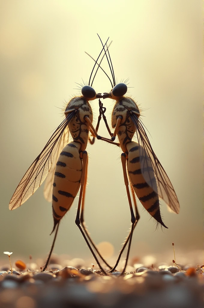 create a picture of two mosquitoes kissing