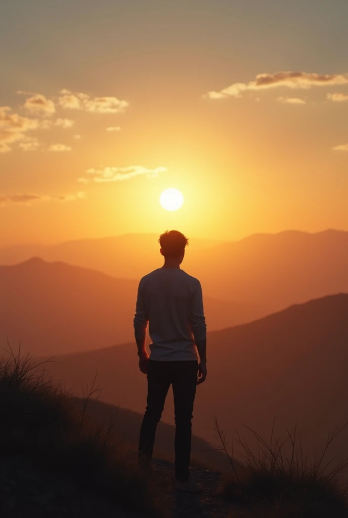 Image of a person looking at the horizon, symbolizing hope and expectation.HD 4K image quality