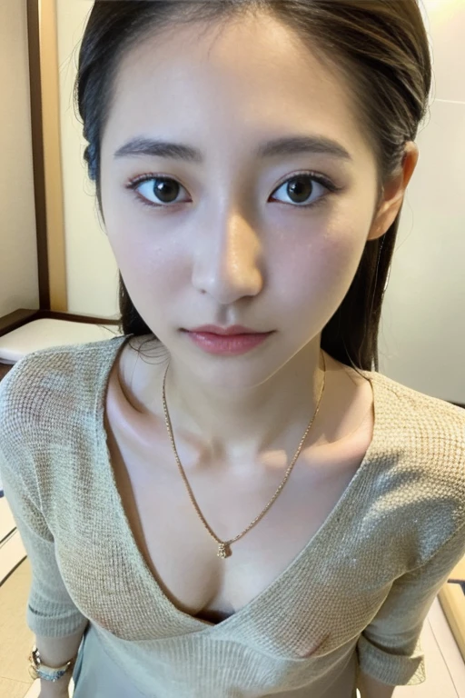 ,necklace, ring, earring, watch, jewelry,suit,2. Women,Realistic,(超high quality:1.2),Japanese,high quality,masterpiece,(Super detailed:1.4),Japanese lady,Beautiful Face,(Really good:1.6),(skirt:1.2),((Hotel)),(Small breasts:1.6),thin,High resolution,