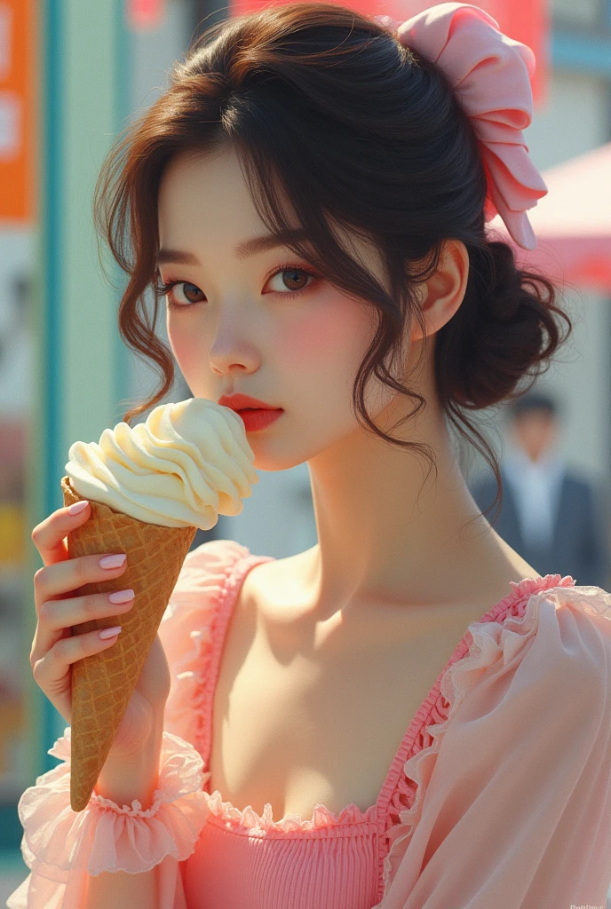 80's Japanese beauty eating ice cream