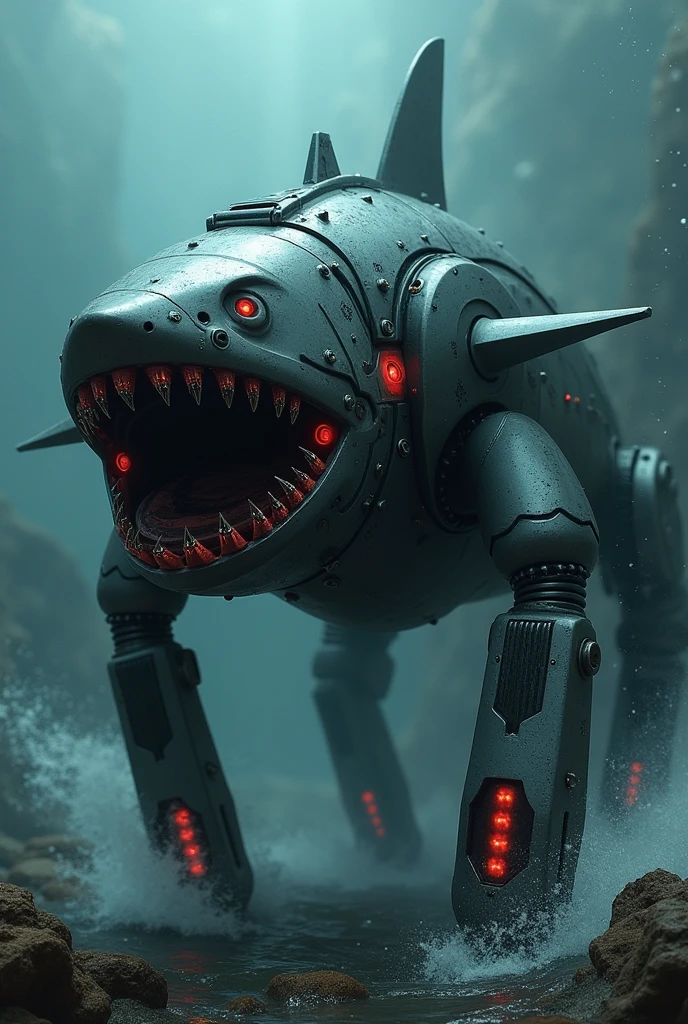 Killer robot shark with guns