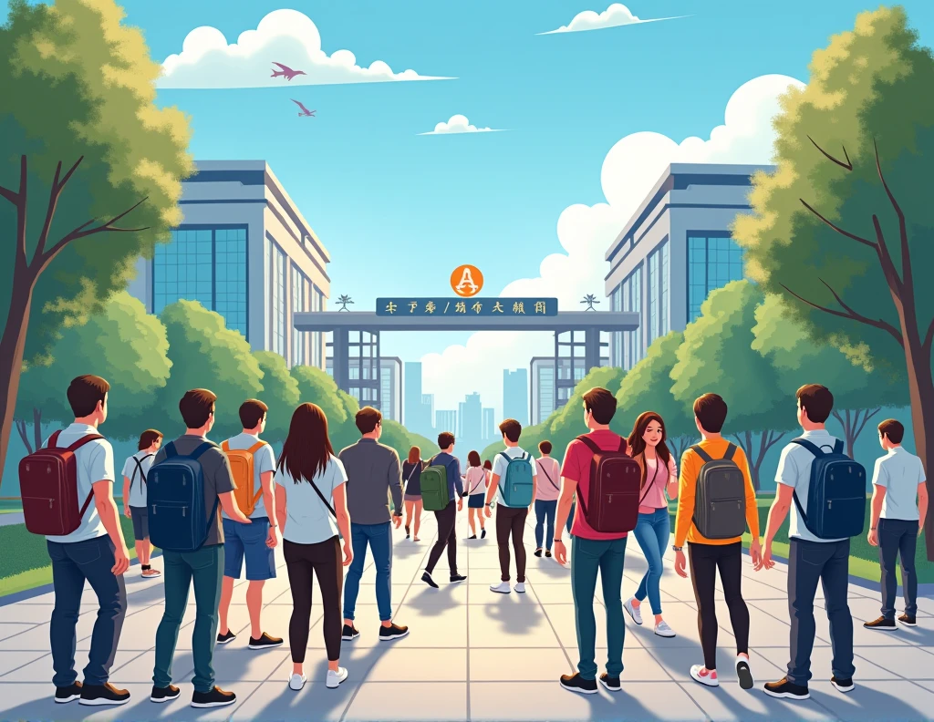 Please help me design a picture for Wuhan Business School to welcome new students