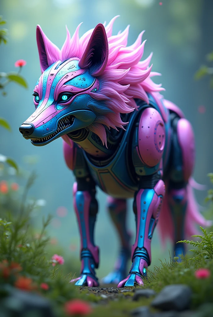 Pink Blue Robot wolf for. Green 