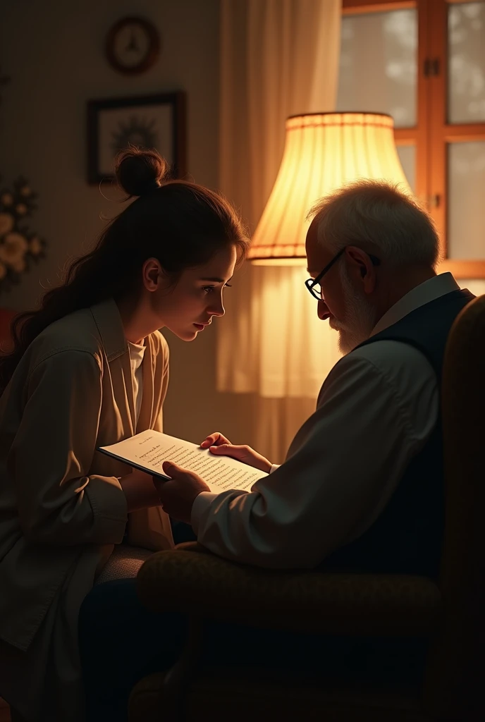 Reading a letter to my grandfather with his back turned