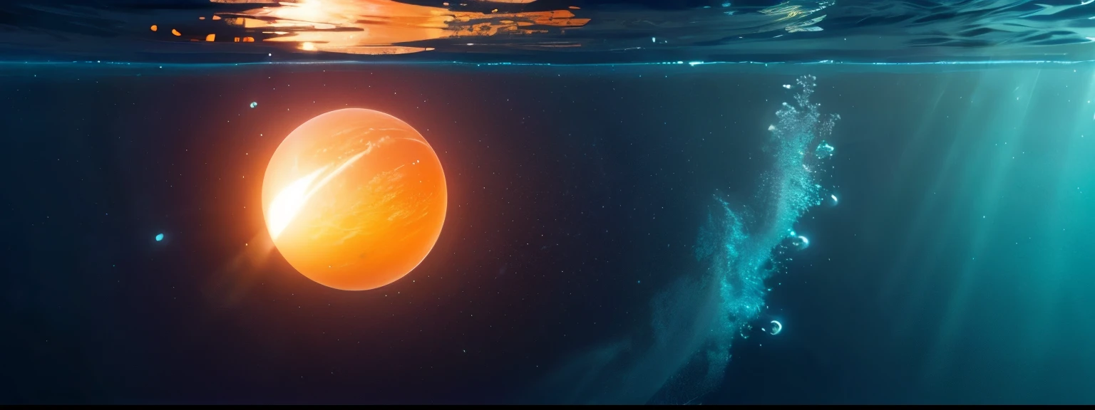 a mystical underwater scene, a glowing sphere on the ocean floor, space inside the sphere, highly detailed 3D, hyper realistic, cinematic lighting, vibrant colors, serene ocean, photorealistic, award winning, masterpiece