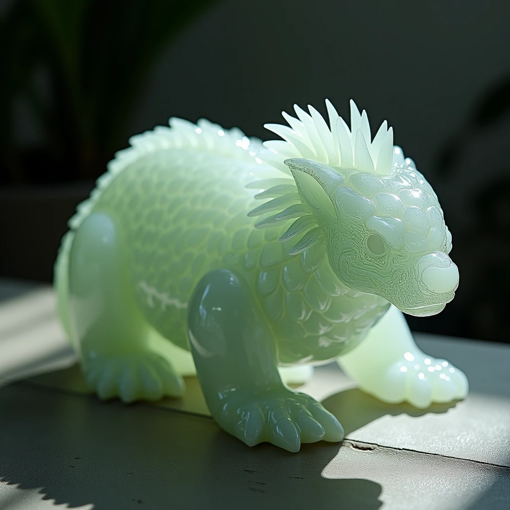 Crystal clear jade carvings,Hetian Jade Pangolin,Commercial Photography