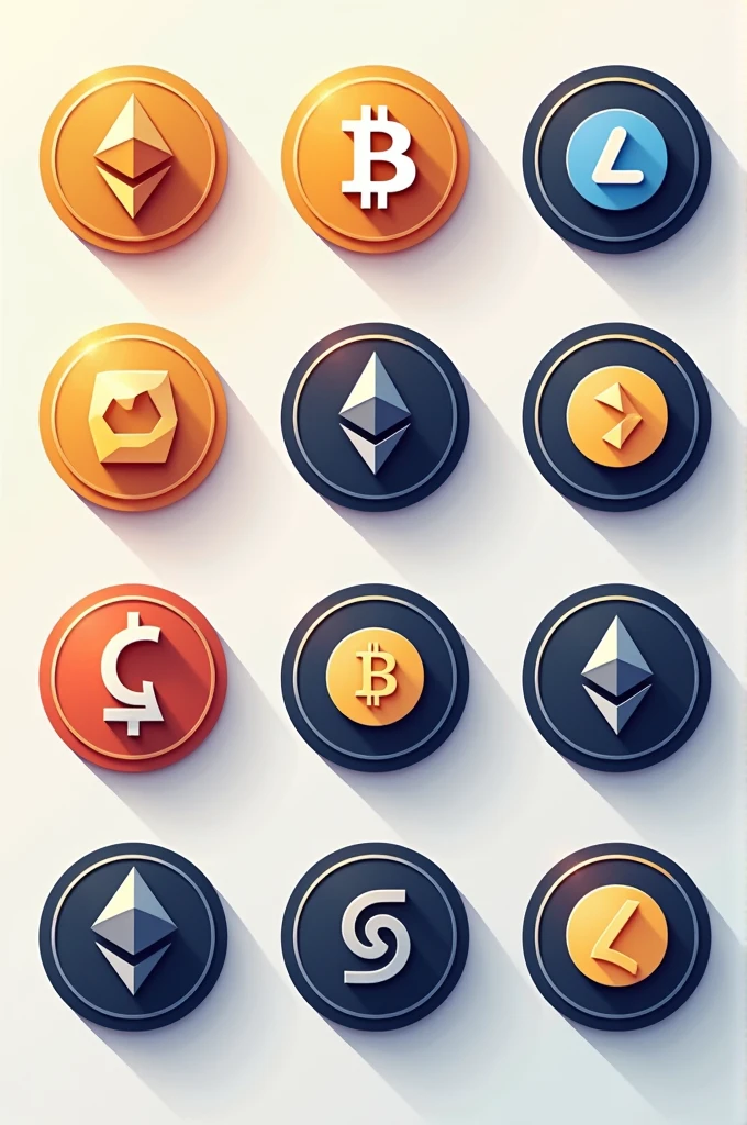 Circles with cryptocurrency images next to each other vector