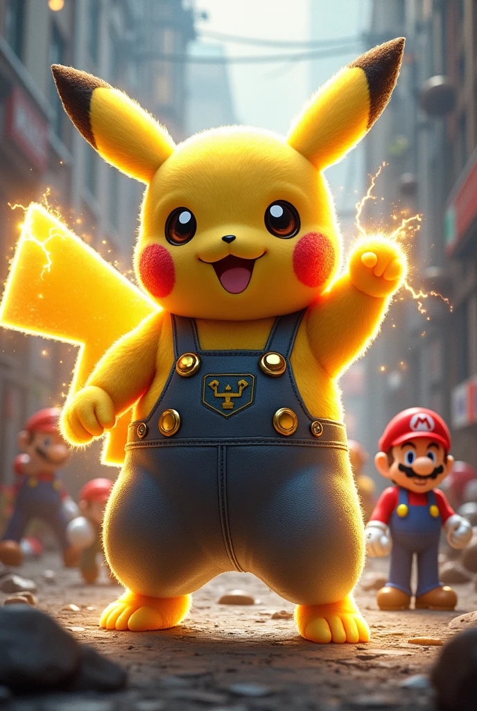  Pikachu and super Mario and Avengers In one body