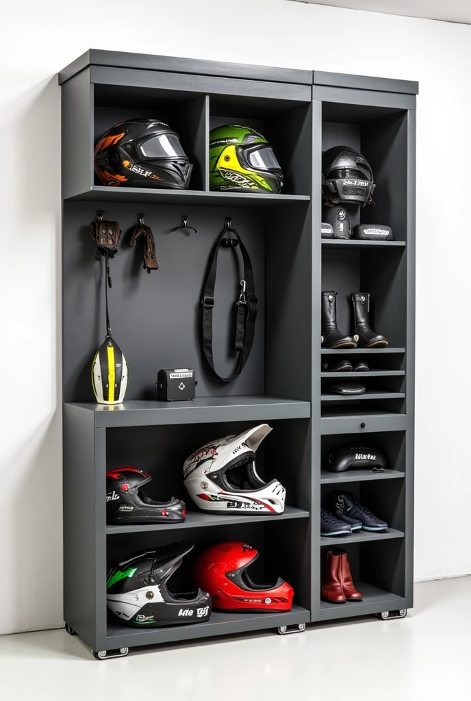 Organizer for motorcycle helmets and accessories