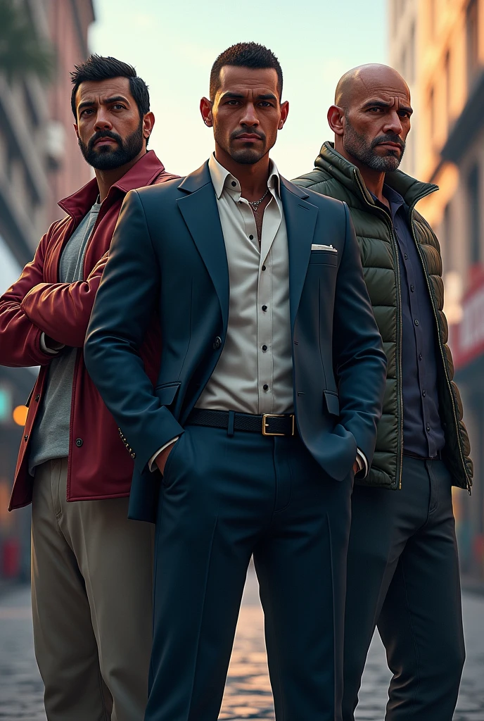 All three main characters of GTAV lined up