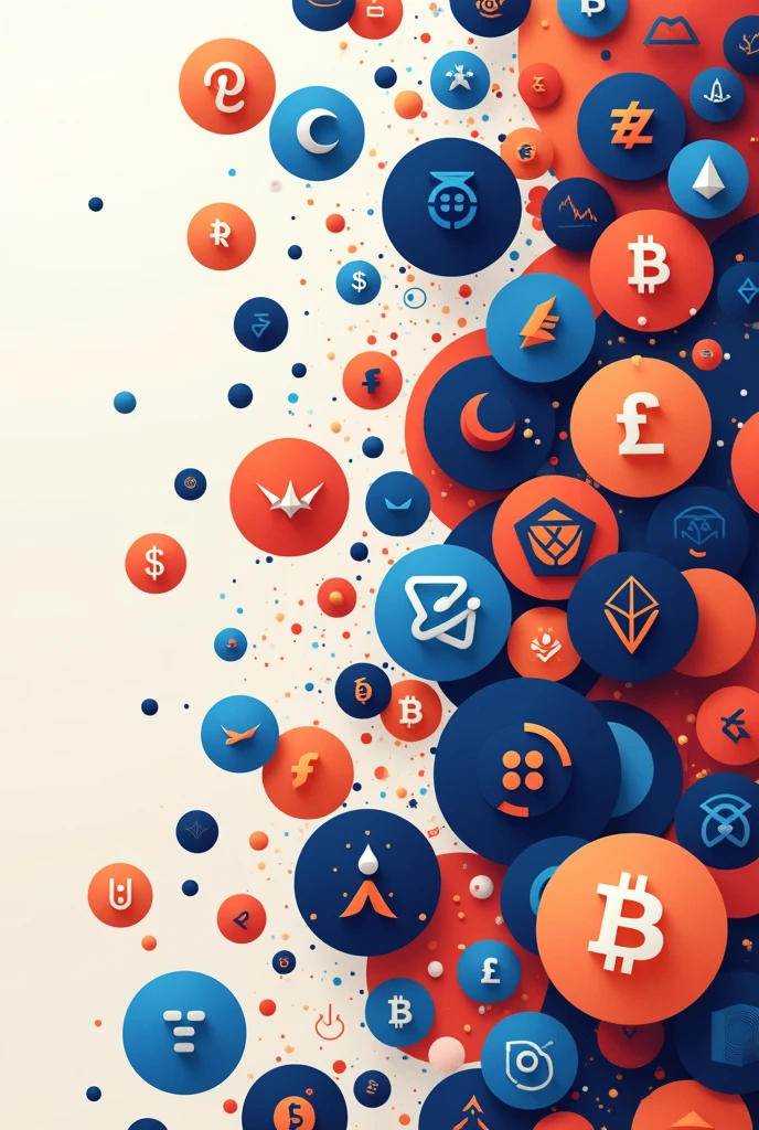 Many Various Circles with Cryptocurrency Images Next to Each Other Vector