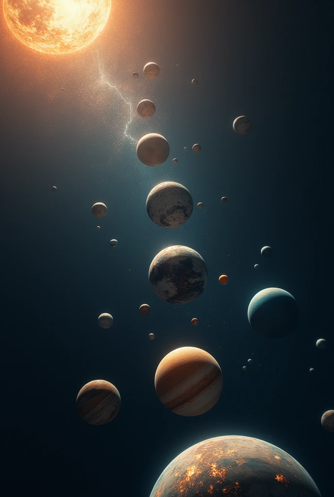 Solar system in the form of a line without a bottom