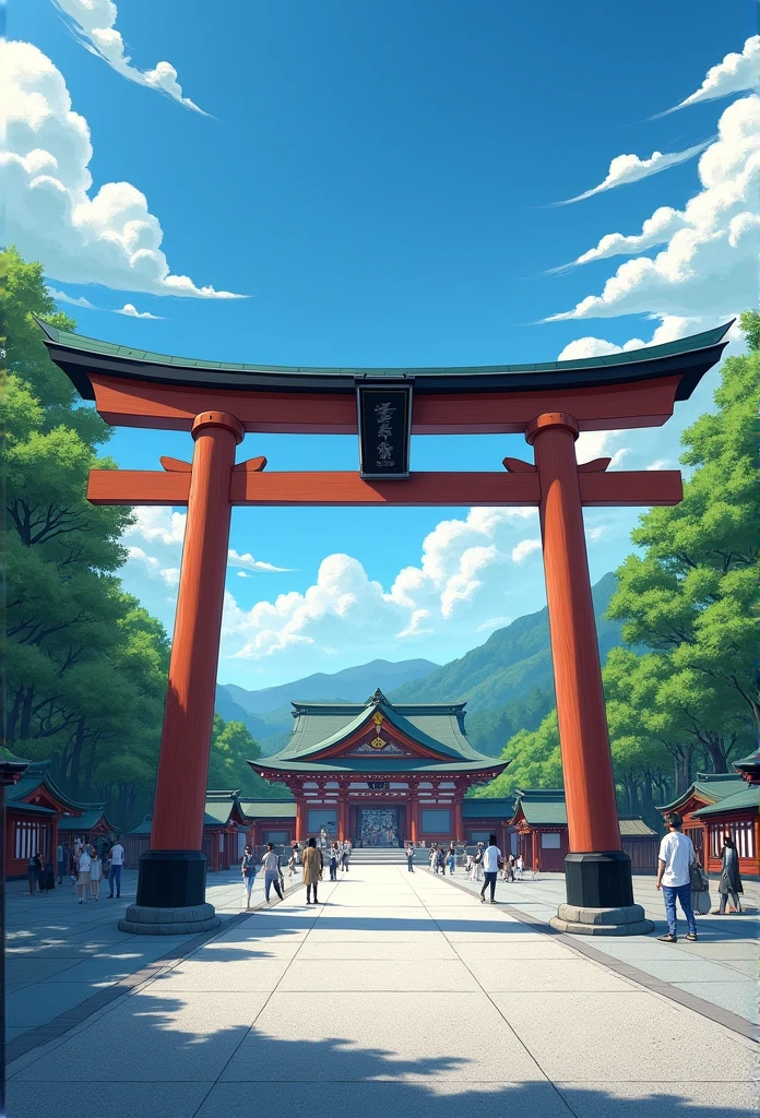 Scenery of a shrine with a traditional Japanese torii gate。Clear blue skyの下、Gravel areaに大きな鳥居が立っており、その奥にはShrine Buildingsが見える。Lush green trees all around々There are buildings、people々The footage also shows people passing by.。
More specific prompts:
composition: Taken with a wide-angle lens、A photo of the shrine's main entrance。The torii gate is located in the center.、Emphasizing the sense of depth。
weather: Clear blue sky。Some white clouds are floating。
time zone: Daytime。太陽光が鳥居やShrine Buildingsを照らしている。
color: Vivid and natural colors。The contrast between the blue sky and green is beautiful。
subject: Large wooden torii gate、Shrine Buildings(Hall of worship, etc.)、Gravel area、Lush trees surrounding々、people々(Worshippers, etc.)。
atmosphere: 静かで厳かなatmosphere。A taste of traditional Japanese culture。
place: Shrines in urban areas。There are modern buildings in the surrounding area.。
