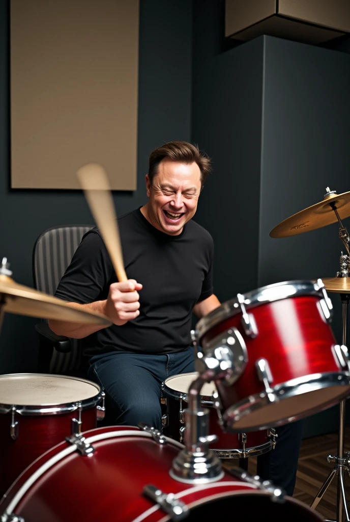 Elon musk playing drums