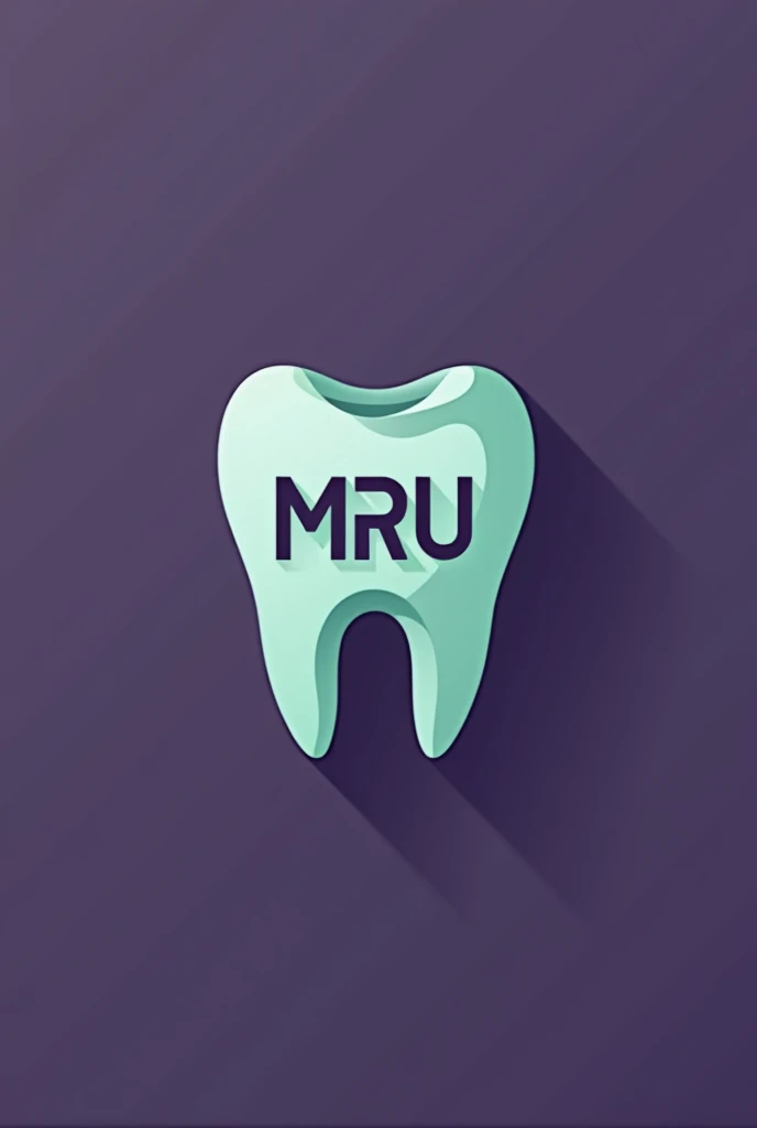 Create me a dentistry logo of a tooth combining light green and purple colors and a drawing of a tooth that matches the letter mru
