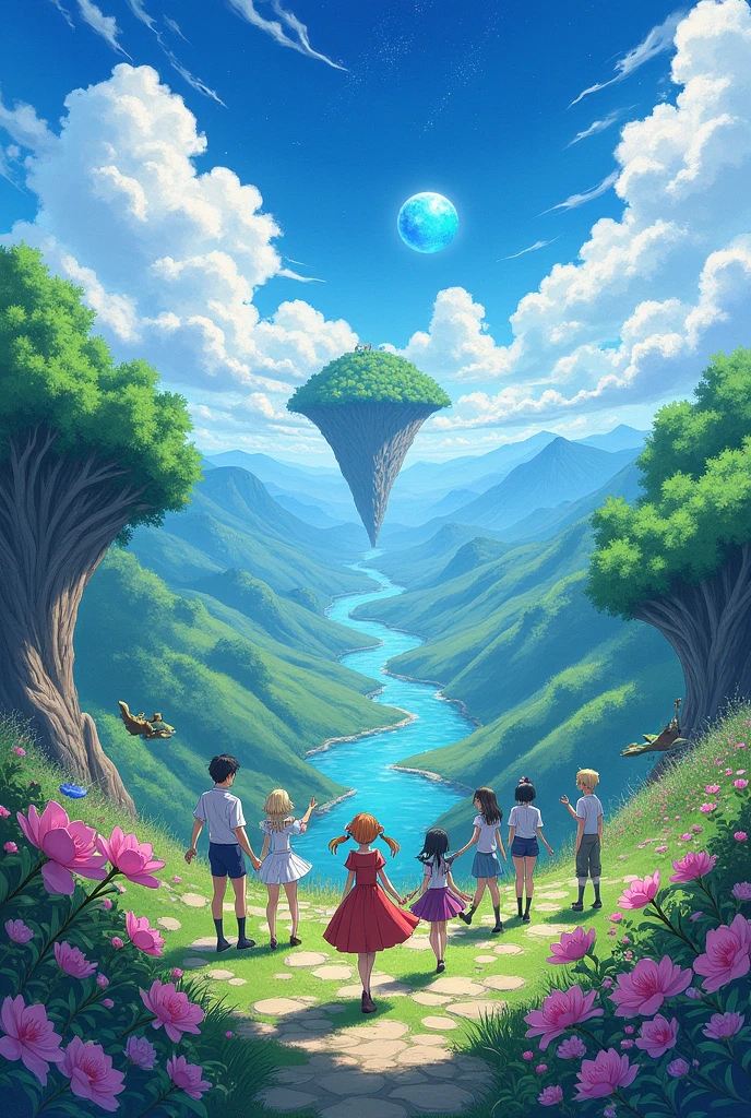 create an image of an anime style landscape